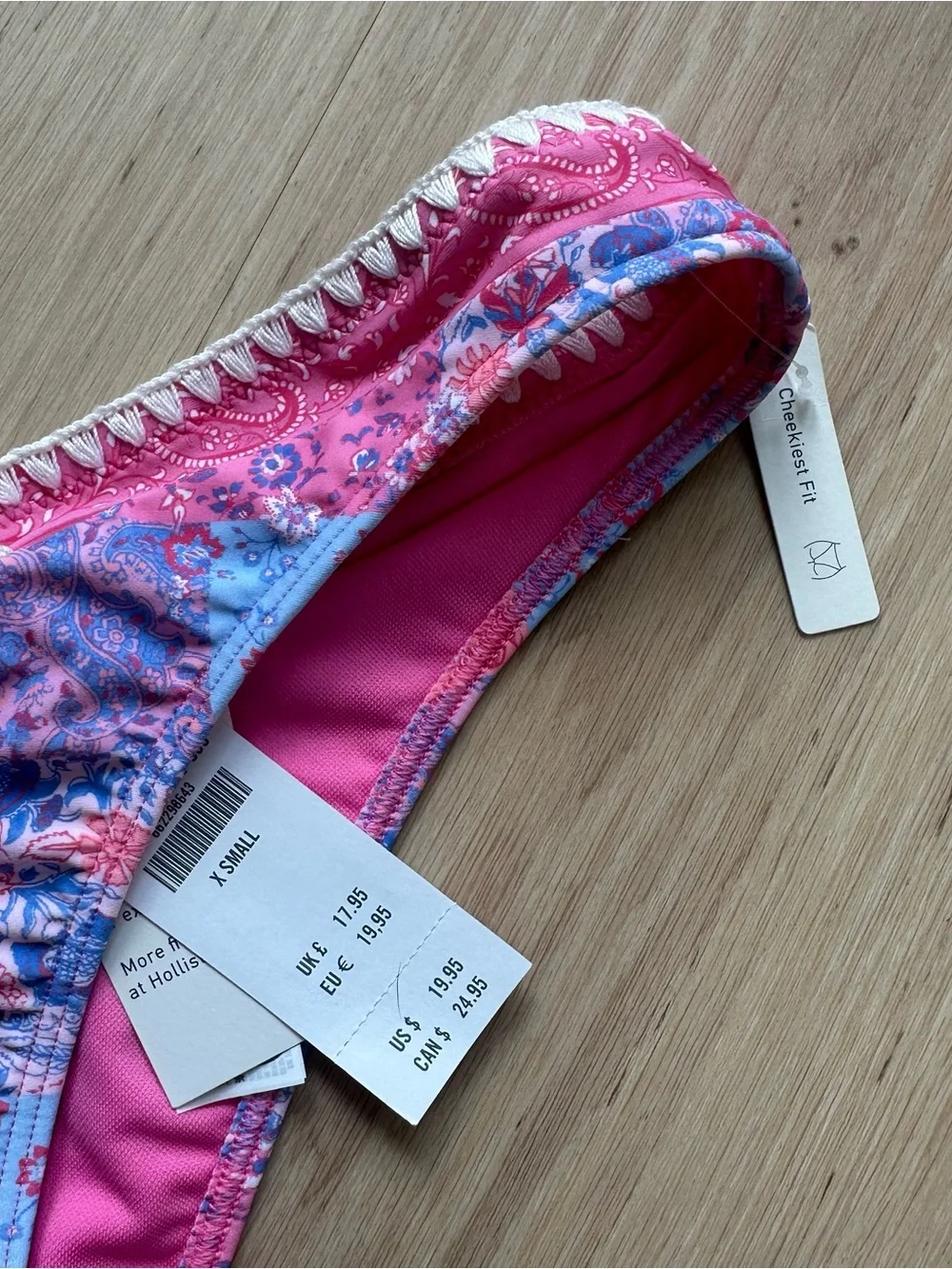 NWT Hollister Pink Patchwork Coupe Cheekiest Bikini Bottoms